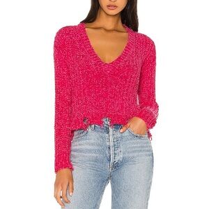 Superdown Bright Pink V-Neck Sweater
